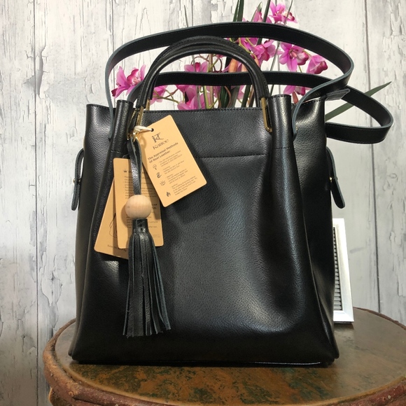 Kattee Handbags - 💕SOLD💕Kattee Black Leather Hobo Tote Tassel Bag